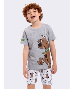 Pijama Manga Curta Infantil Masculino Scooby-Doo Cinza