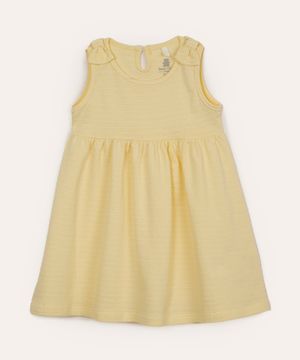 vestido de algodão infantil laços texturizado amarelo