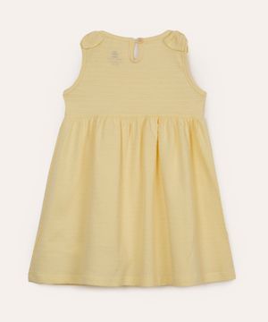 vestido de algodão infantil laços texturizado amarelo