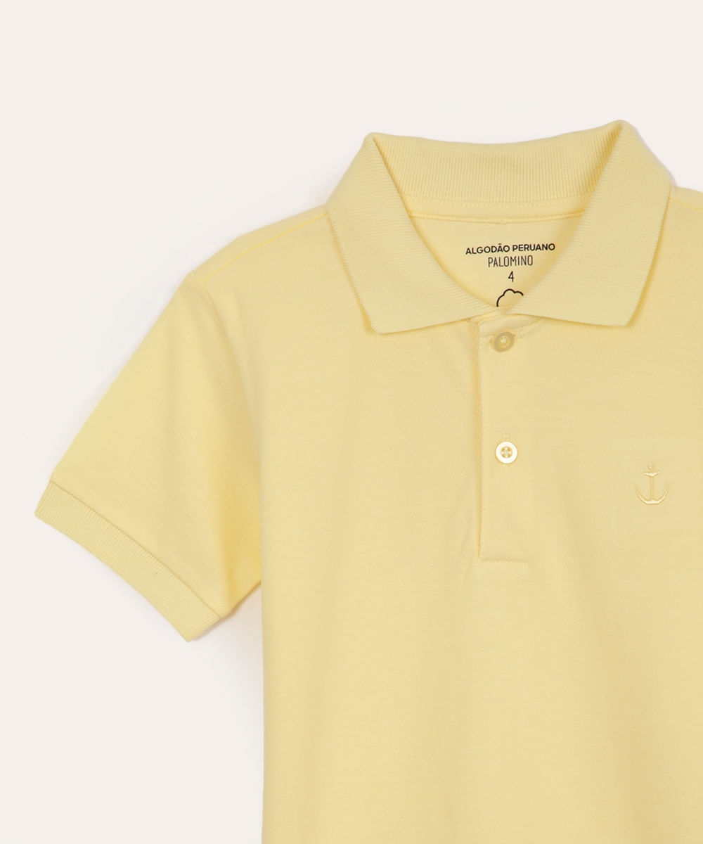 polo de algodão infantil manga curta amarelo