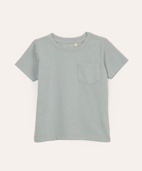 camiseta infantil texturizada com bolso azul