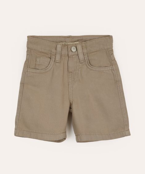 bermuda de sarja infantil com bolsos bege