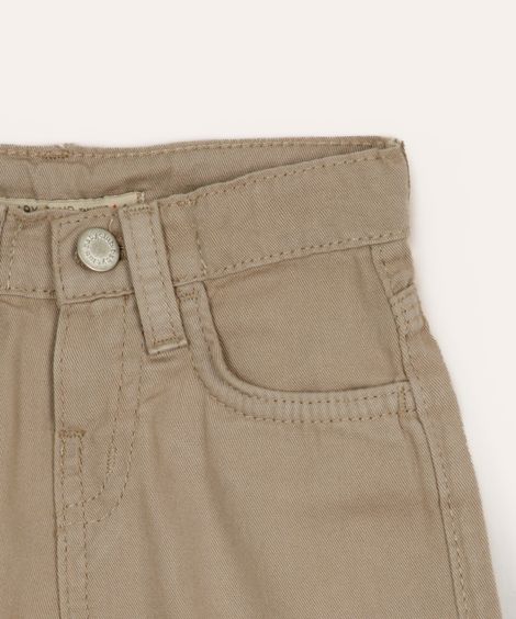 bermuda de sarja infantil com bolsos bege