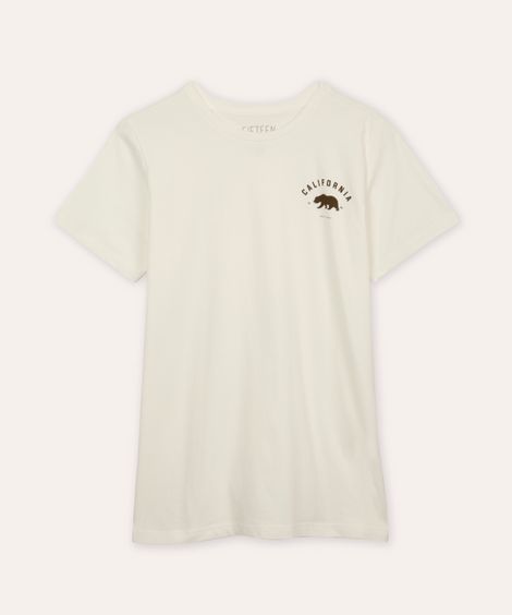 camiseta de algodão juvenil manga curta california off white