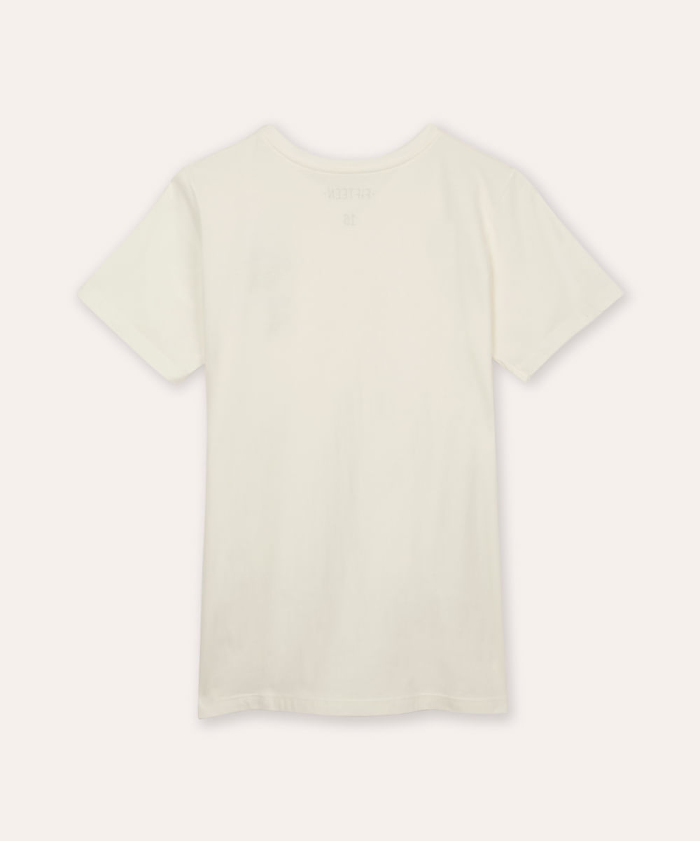 camiseta de algodão juvenil manga curta california off white