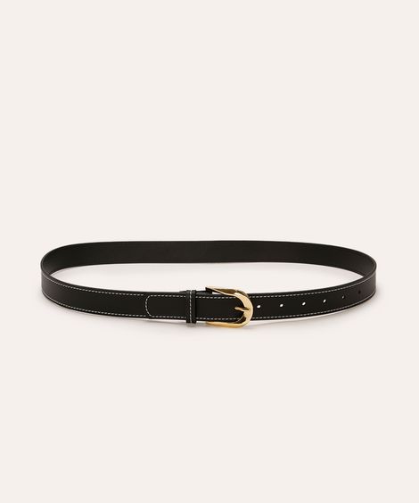 cinto pespontado com fivela preto