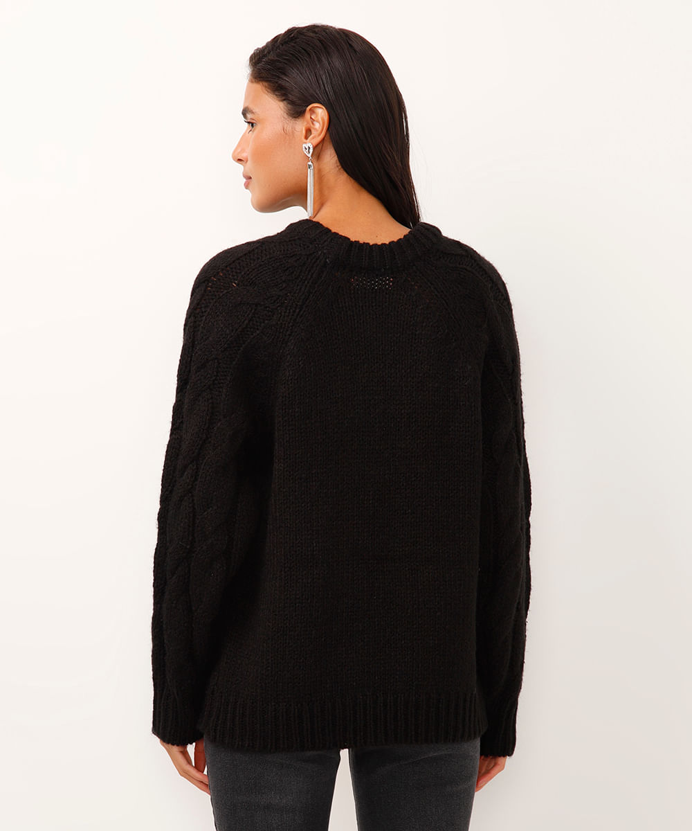 suéter de tricot com brilhos preto