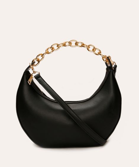 bolsa shoulder alça dupla com corrente preta