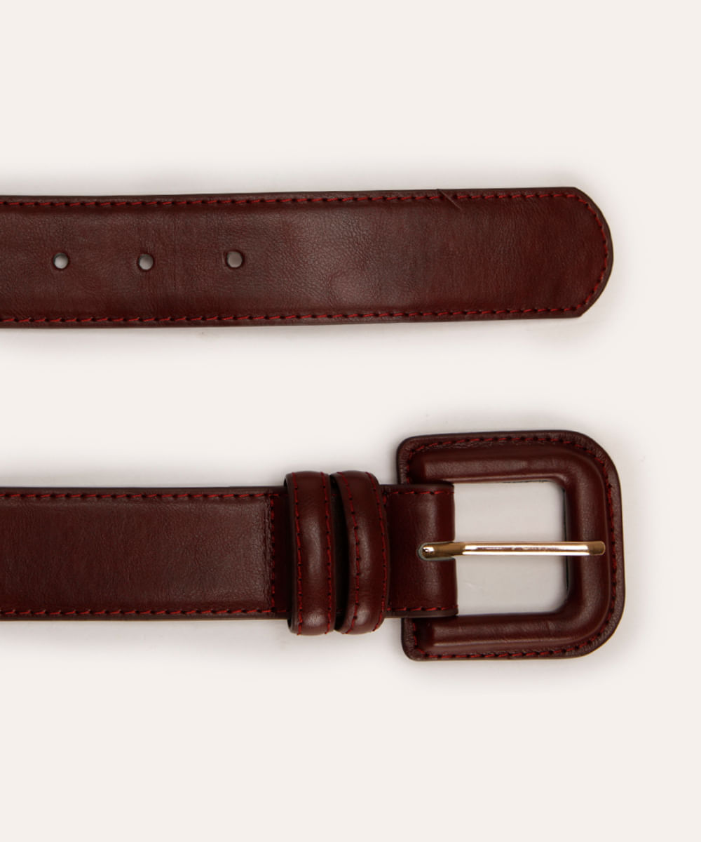 cinto fivela quadrada forrada vinho