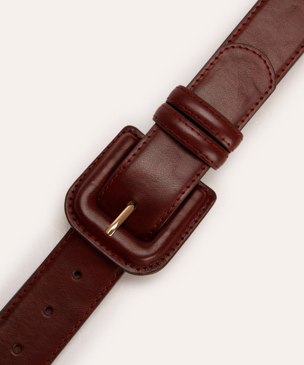 cinto fivela quadrada forrada vinho