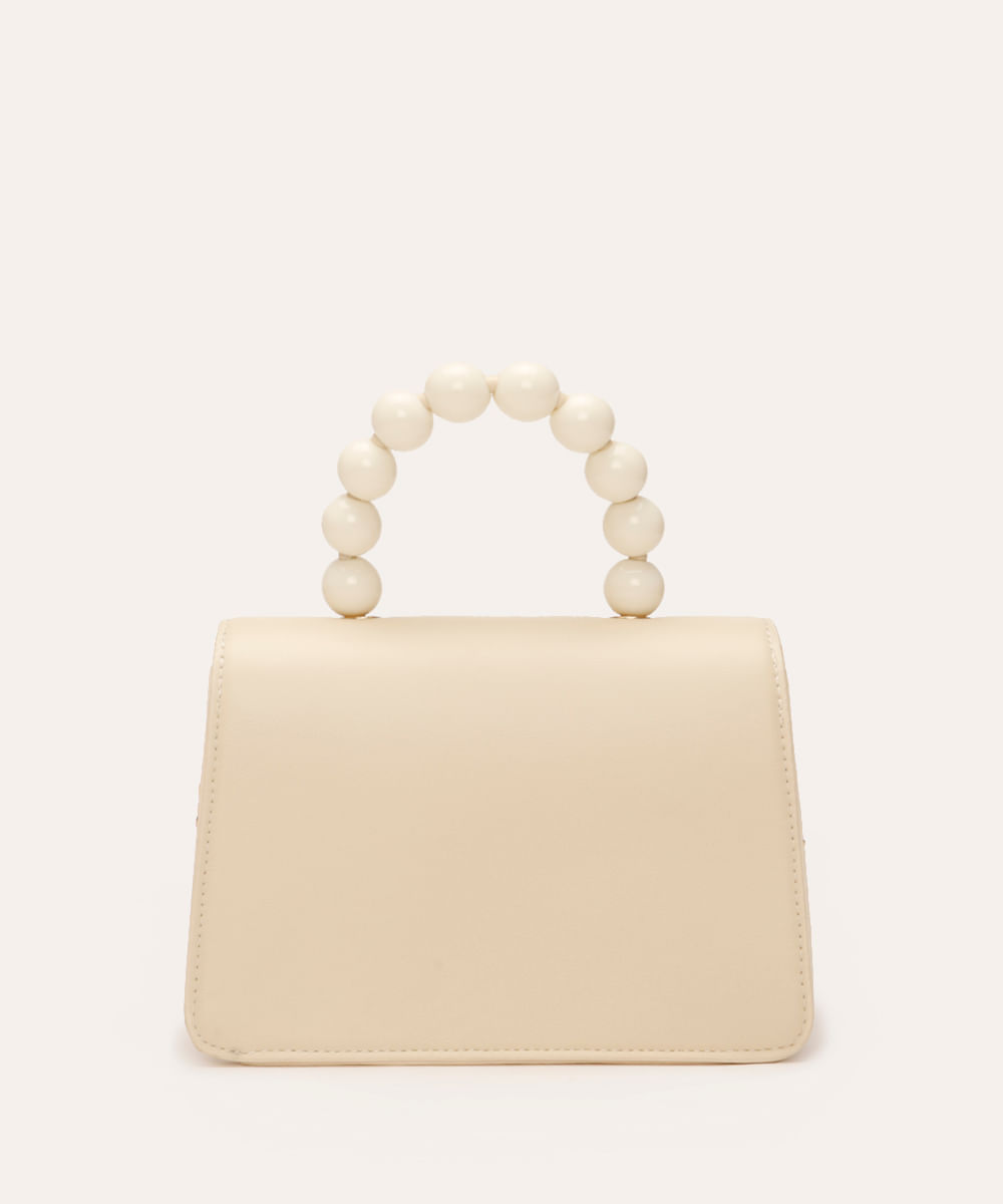 bolsa crossbody com corrente e bolinhas off white
