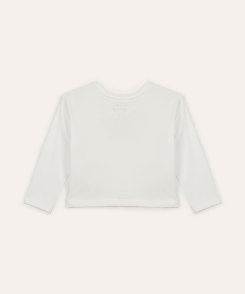 blusa de algodão infantil manga longa borboleta branca