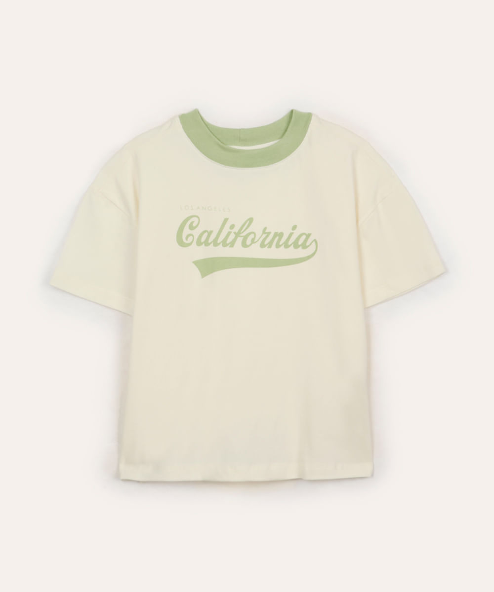camiseta de algodão infantil california off white