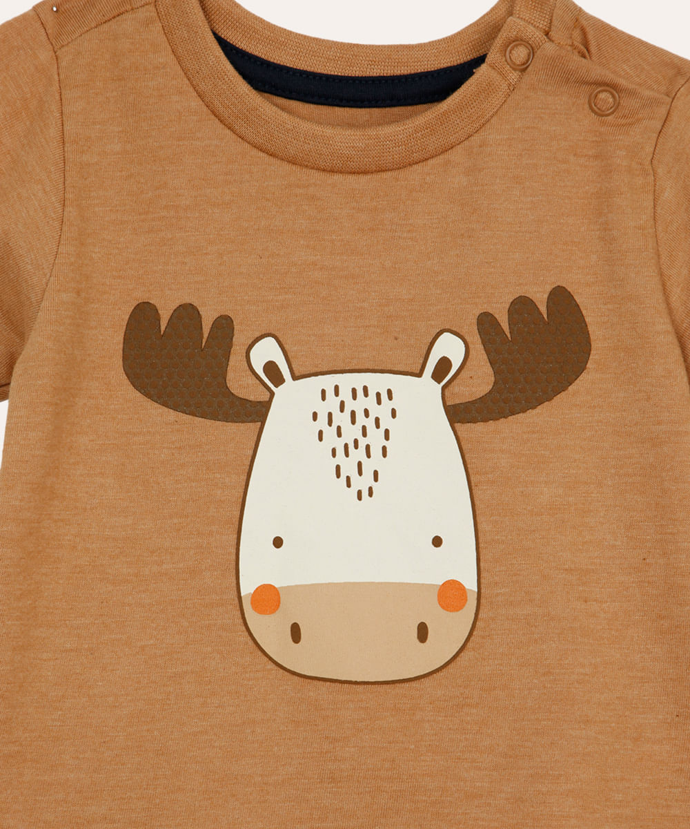 conjunto de algodão infantil curto alce marrom