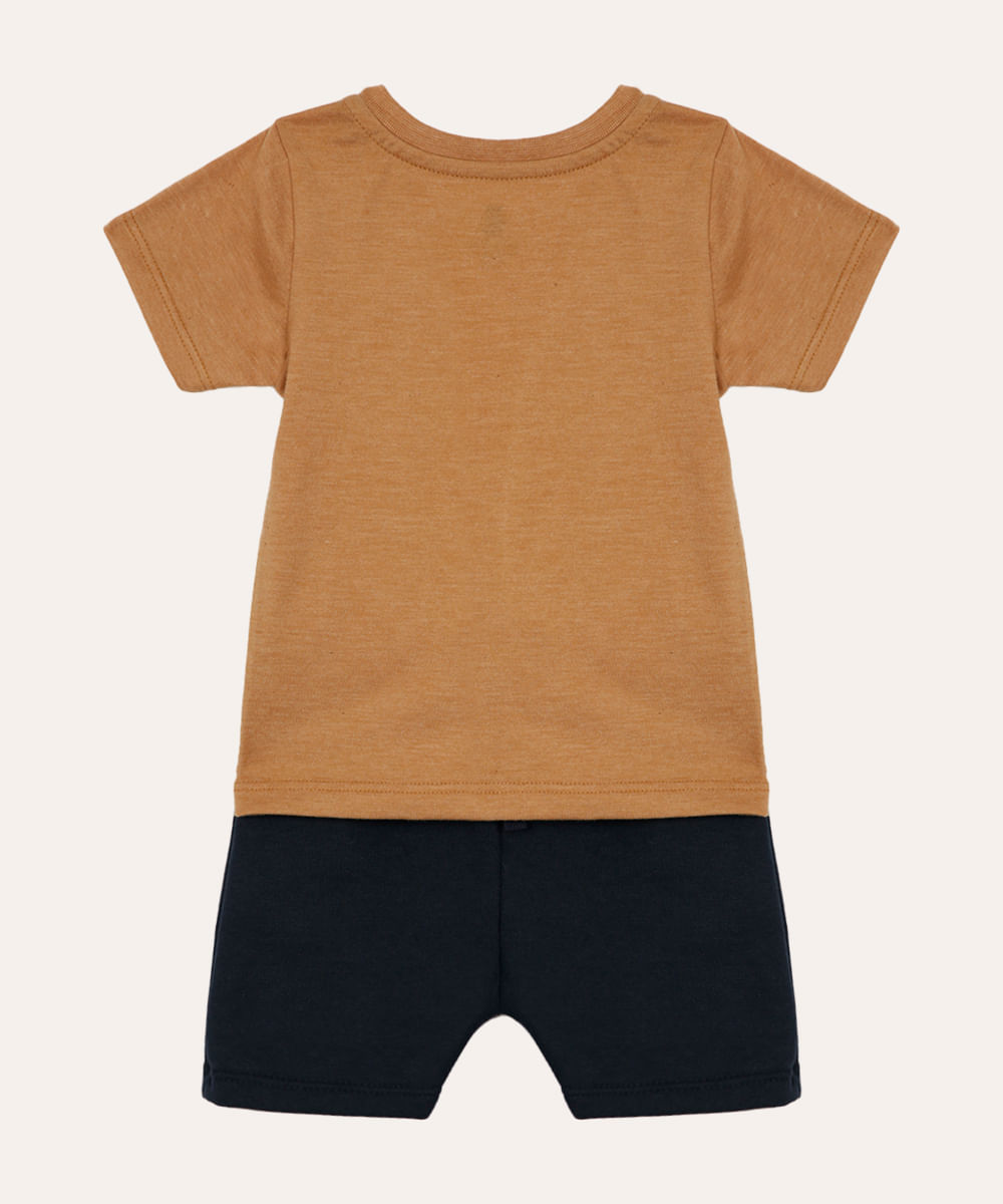 conjunto de algodão infantil curto alce marrom