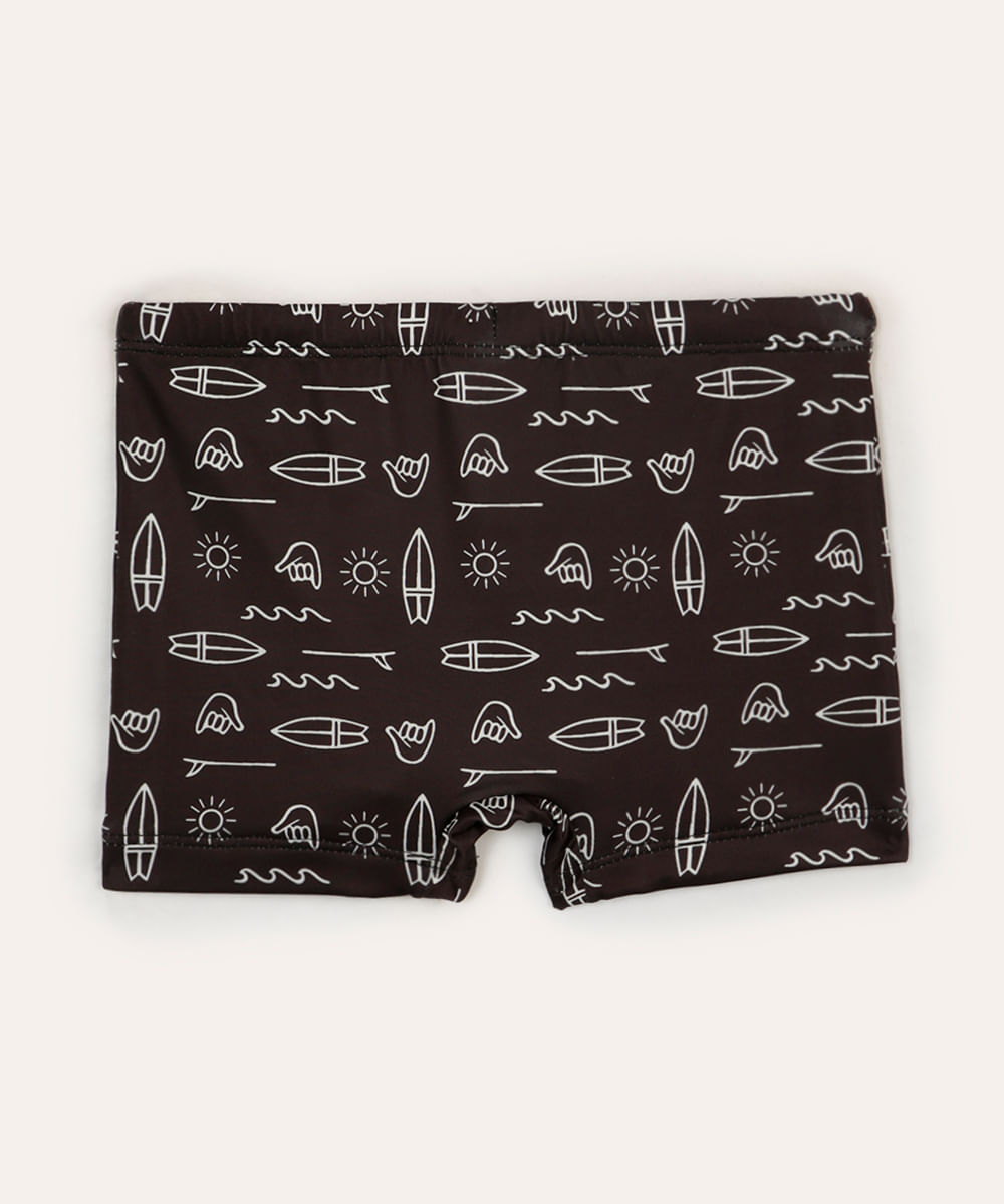 sunga infantil boxer prancha de surf preta