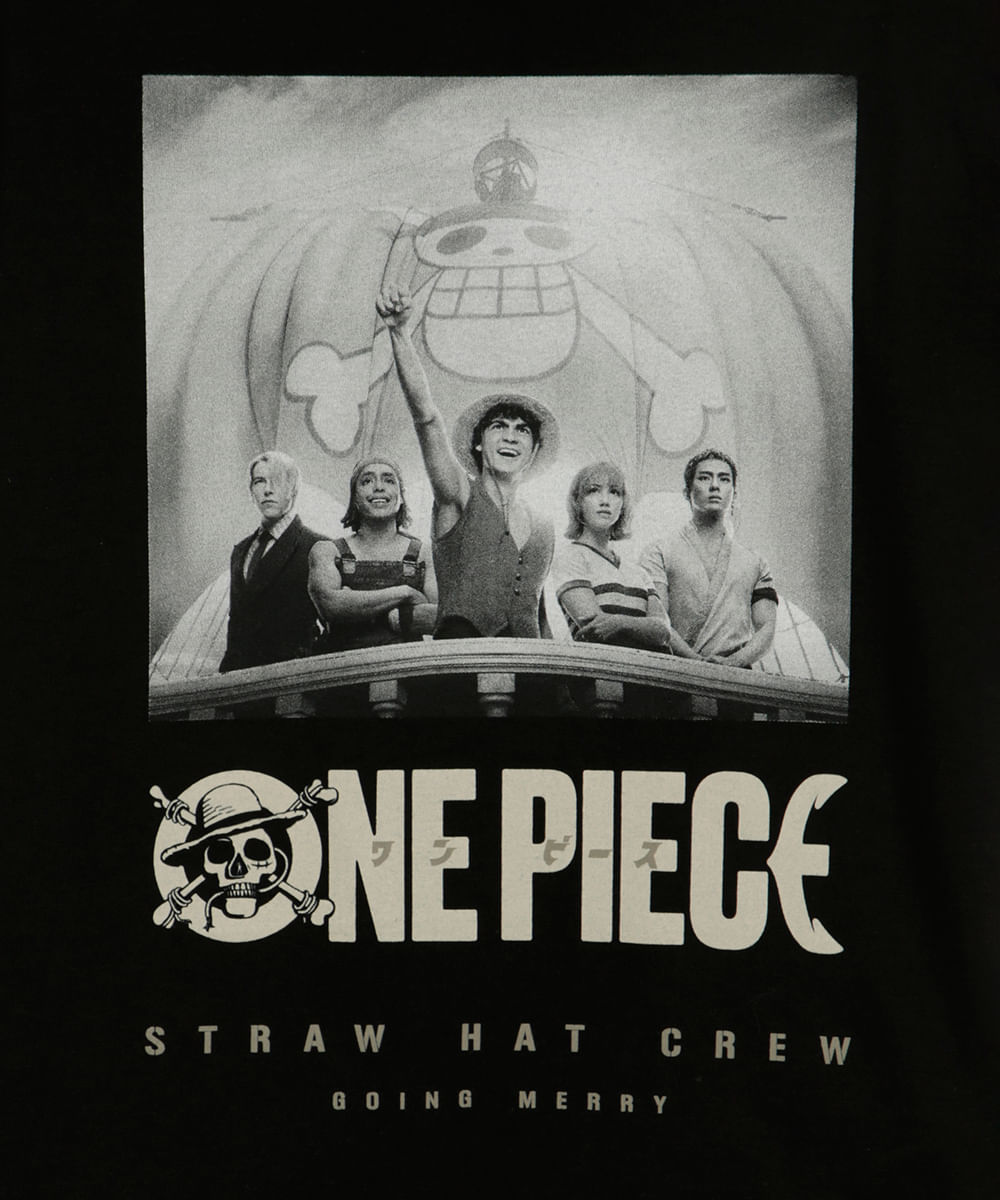 camiseta de algodão infantil one piece preto