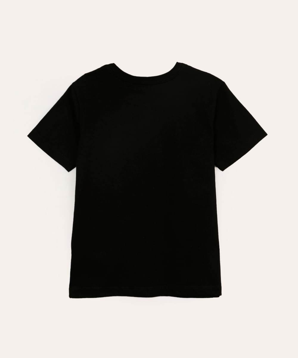 camiseta de algodão infantil one piece preto