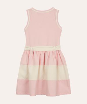 vestido de algodão infantil com laço rosa