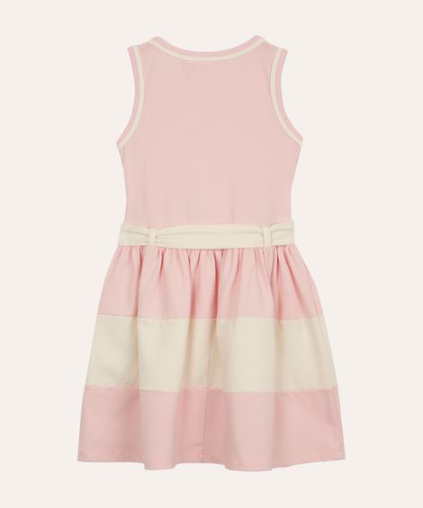 vestido de algodão infantil com laço rosa