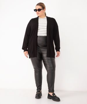 calça legging resinada plus size preto