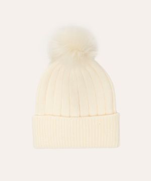 gorro de tricô com pompom off white