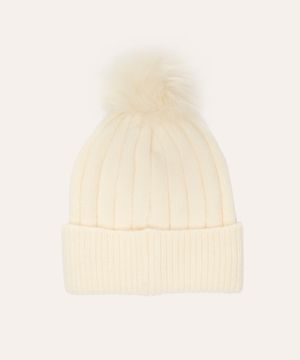 gorro de tricô com pompom off white