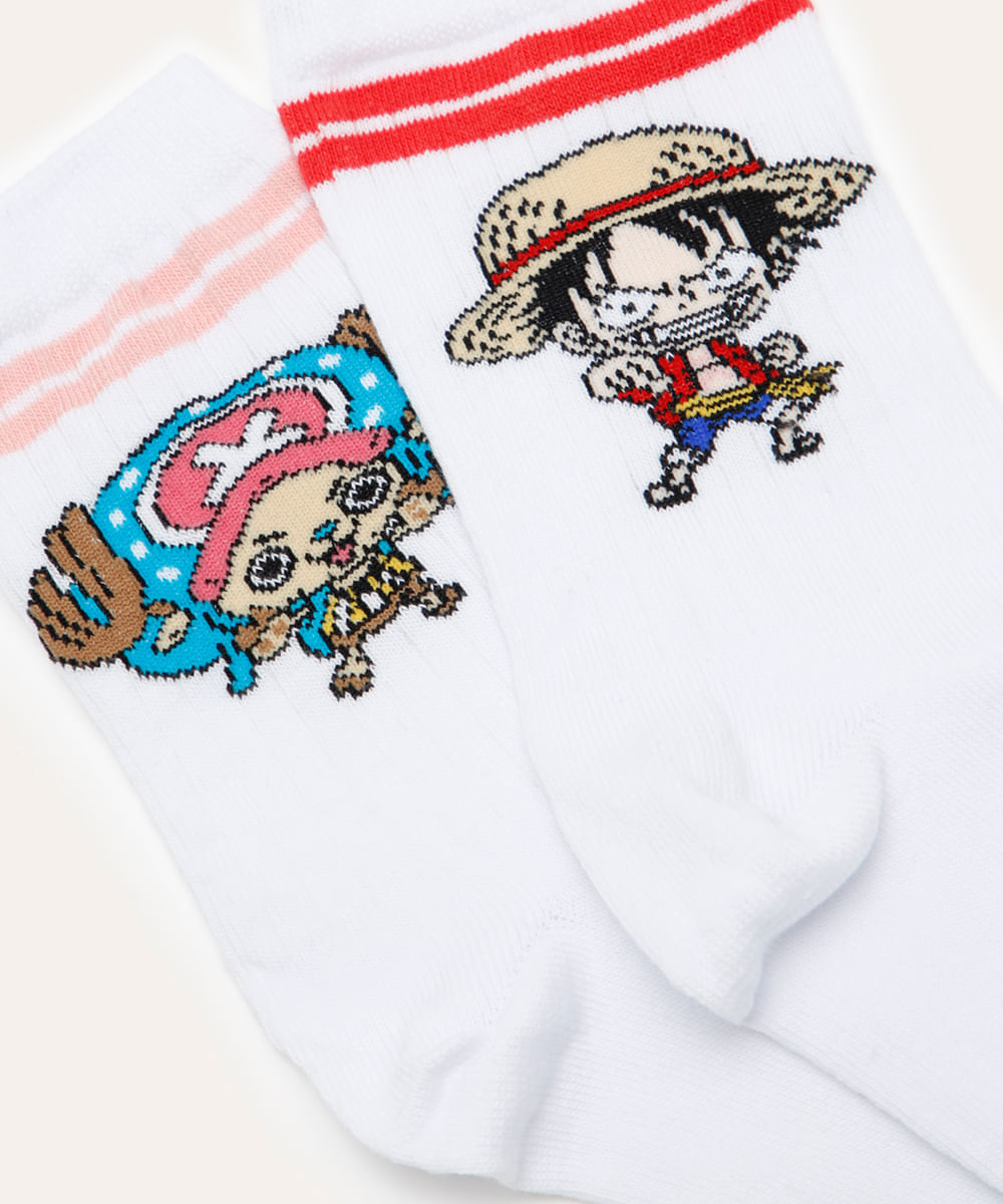 kit de 2 pares de meias cano longo one piece branca
