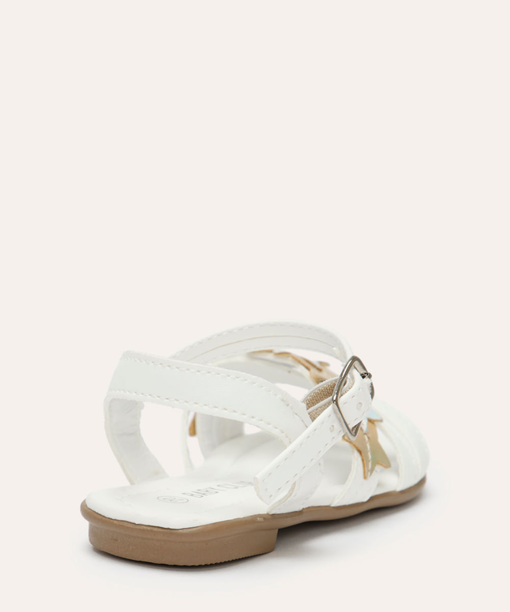 sandália infantil estrelas off white