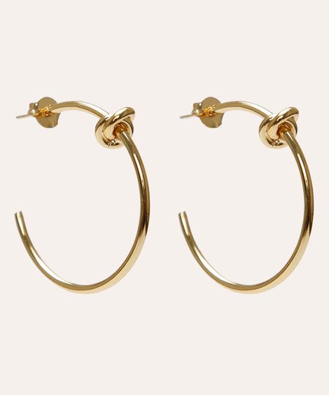brinco de argola com nó dourado