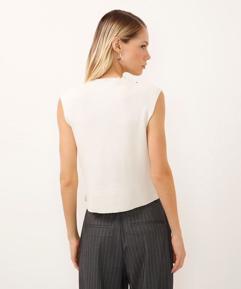 regata de tricot gola alta off white