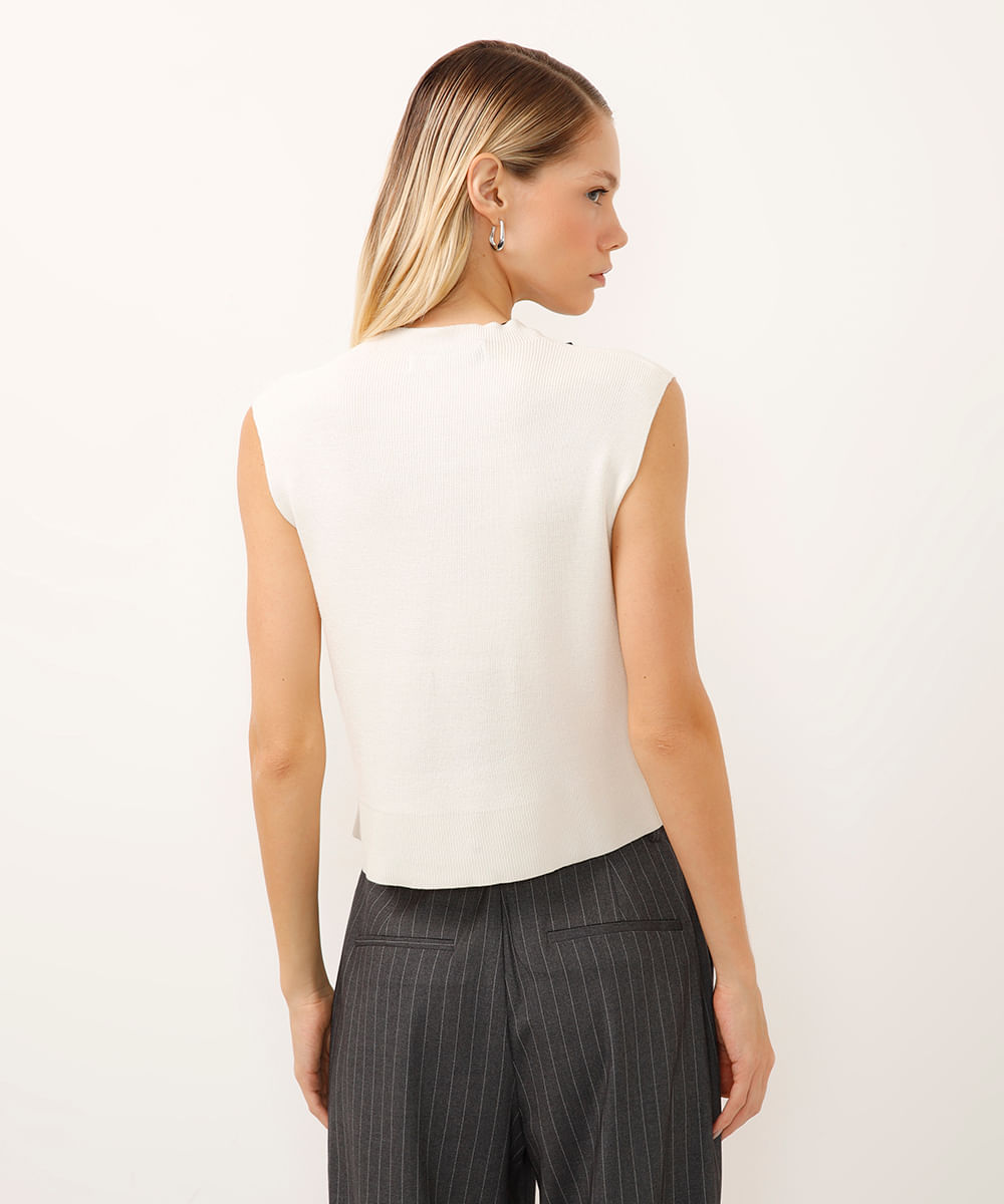 regata de tricot gola alta off white