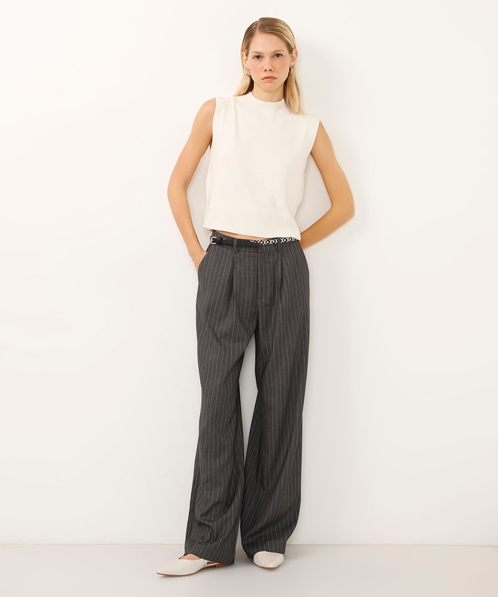 regata de tricot gola alta off white