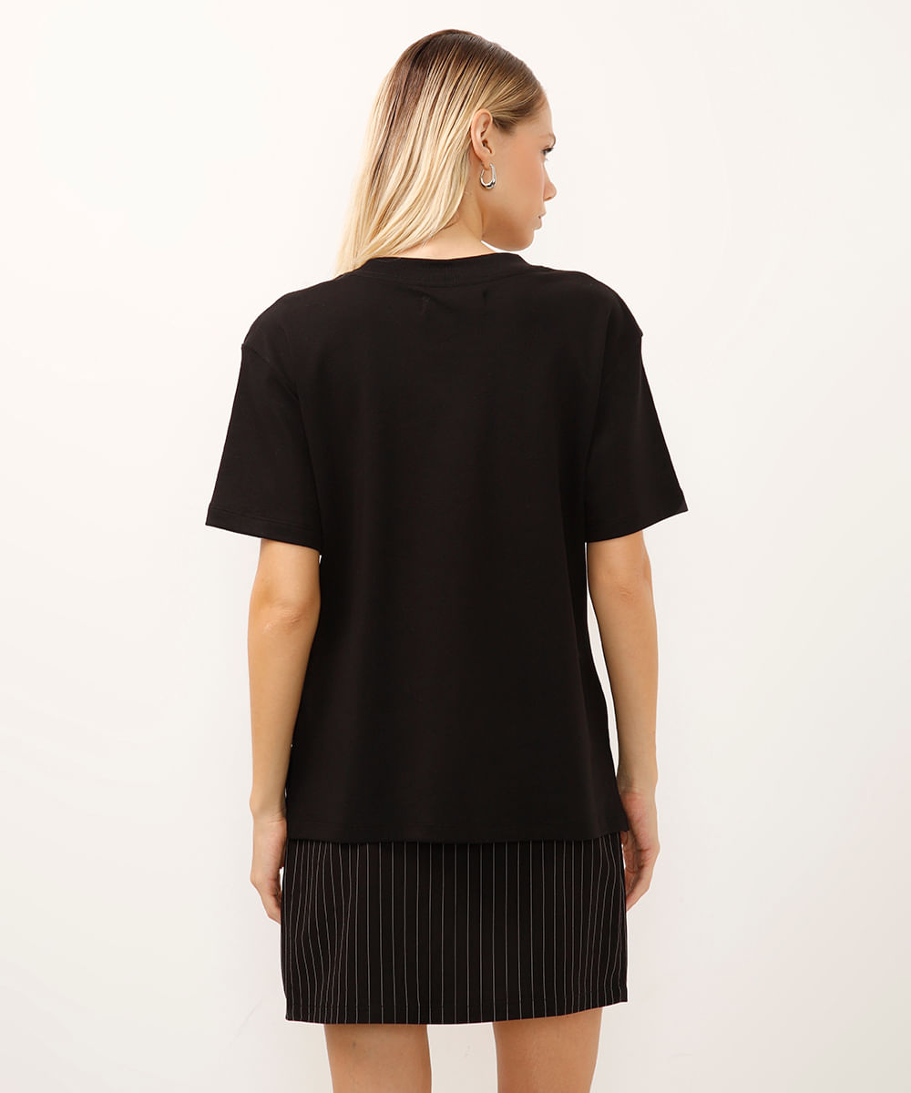 camiseta de algodão peruano manga curta preta