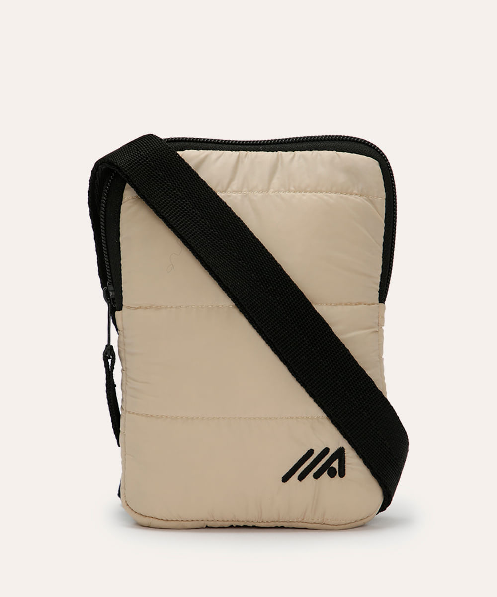 bolsa shoulder puffer esportiva bege