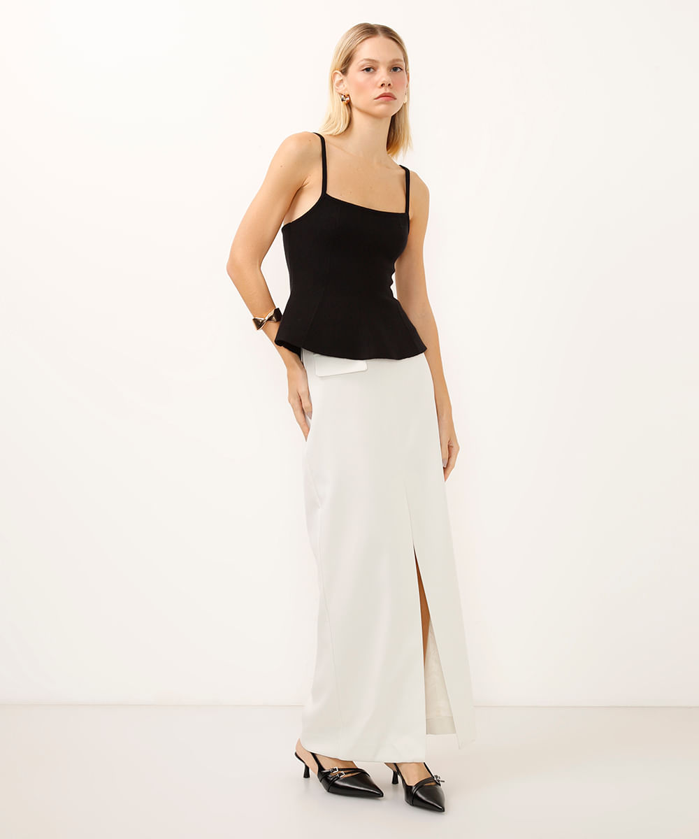 regata de tricot peplum preta