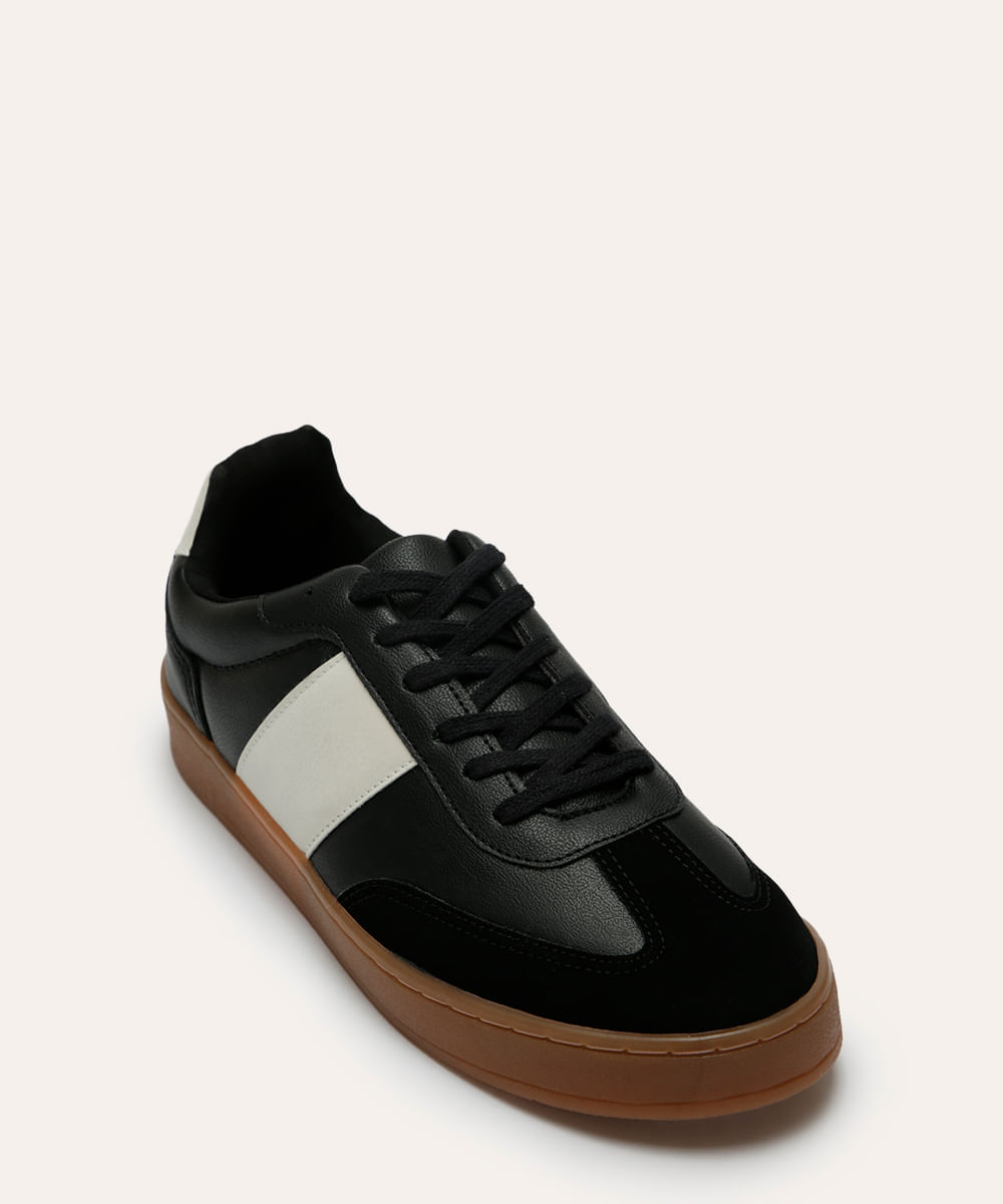 tênis casual cano baixo com recortes oneself preto