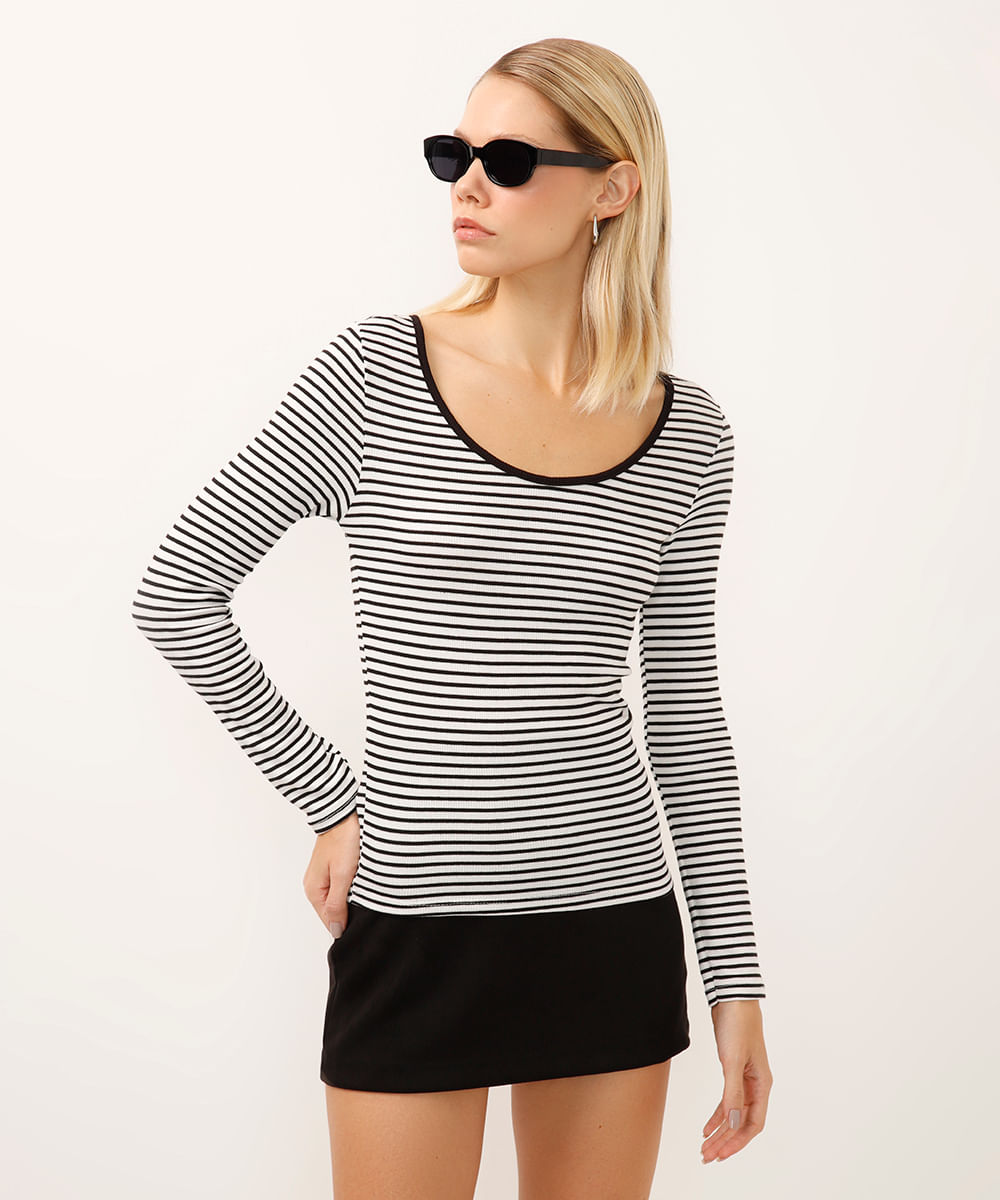 blusa manga longa listrada off white