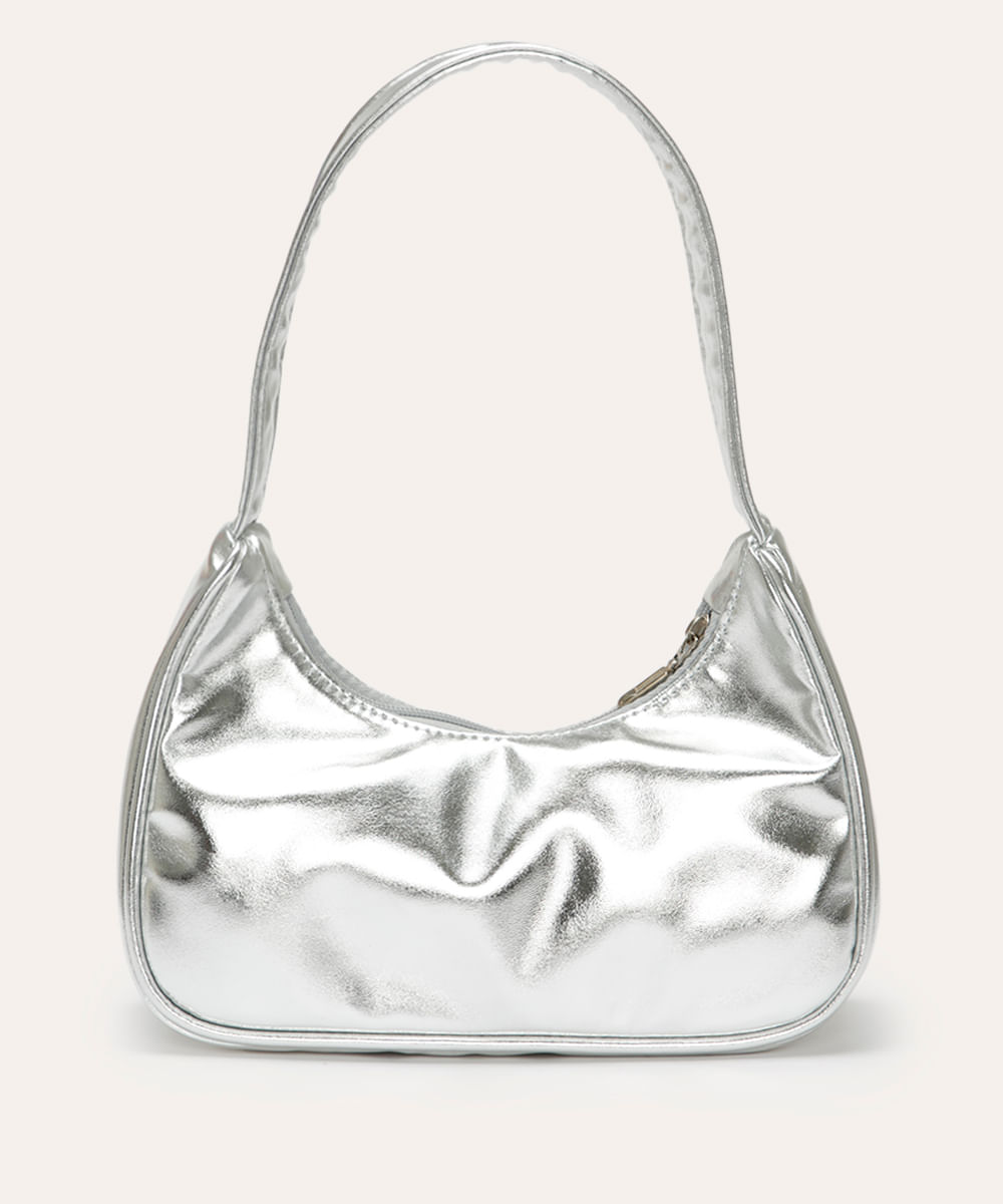bolsa juvenil shoulder bag metalizada com tachas prata