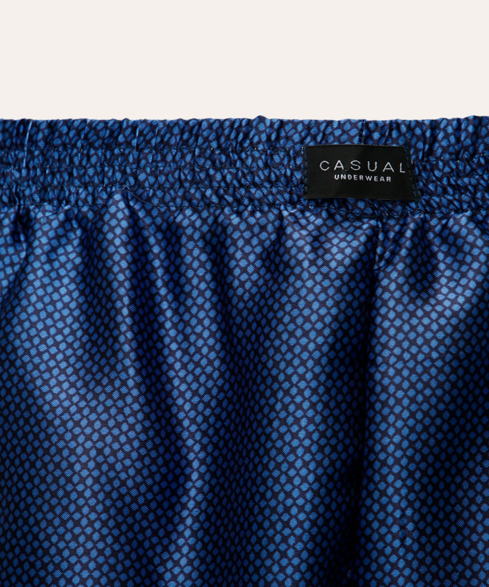 cueca samba canção acetinada geométrica azul