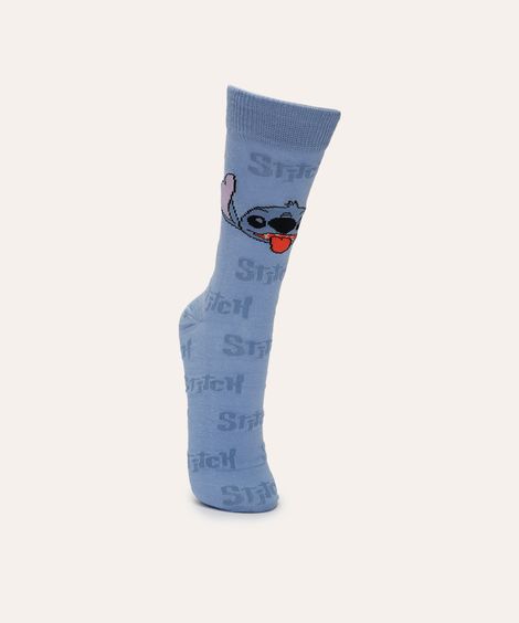 meia cano longo stitch azul