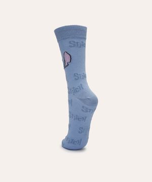 meia cano longo stitch azul