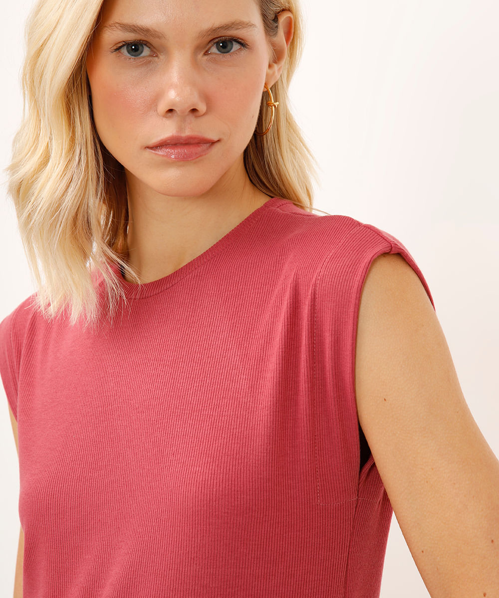 vestido midi feminino muscle tee canelado básico rosa