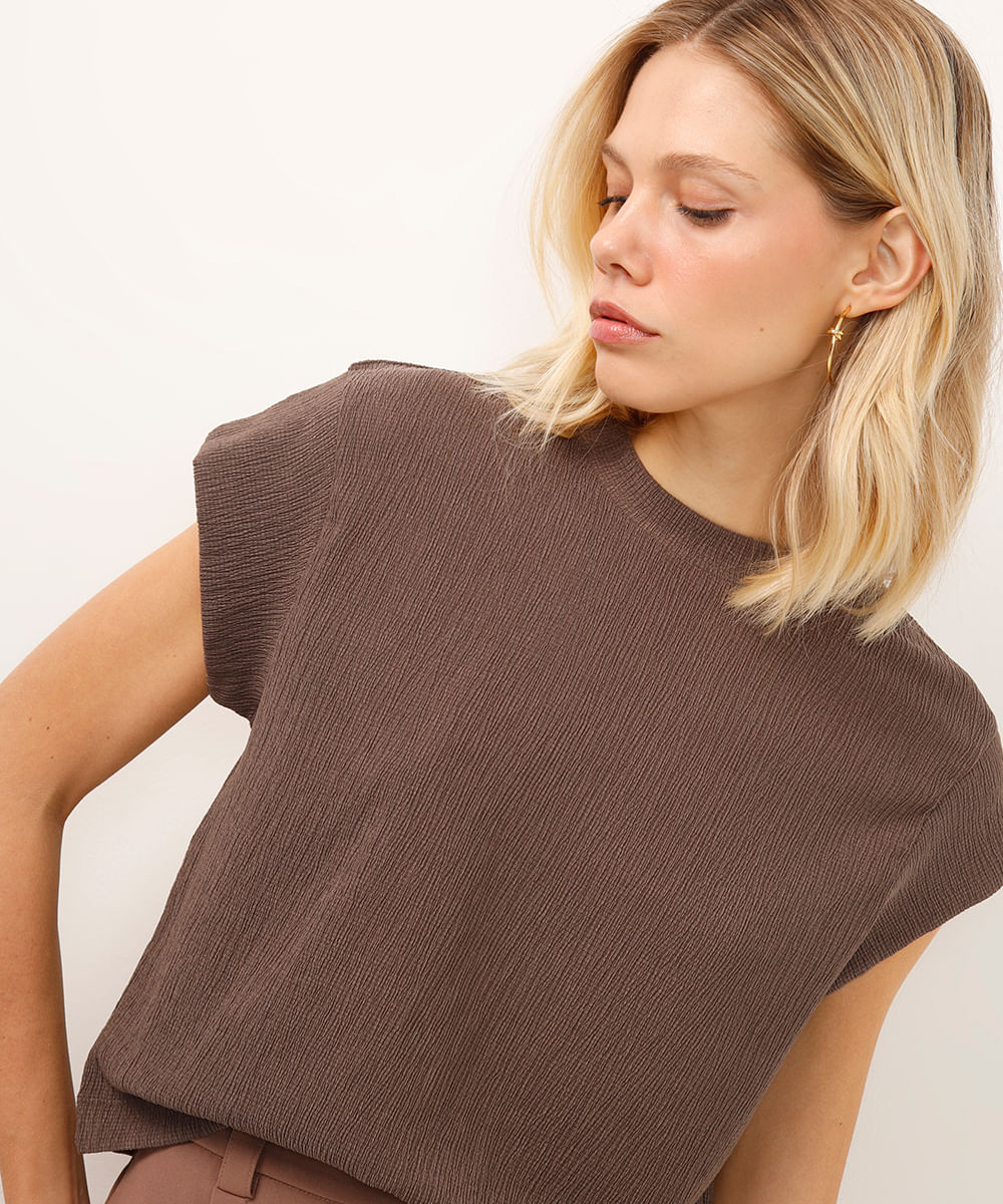 blusa muscle tee texturizada cinza