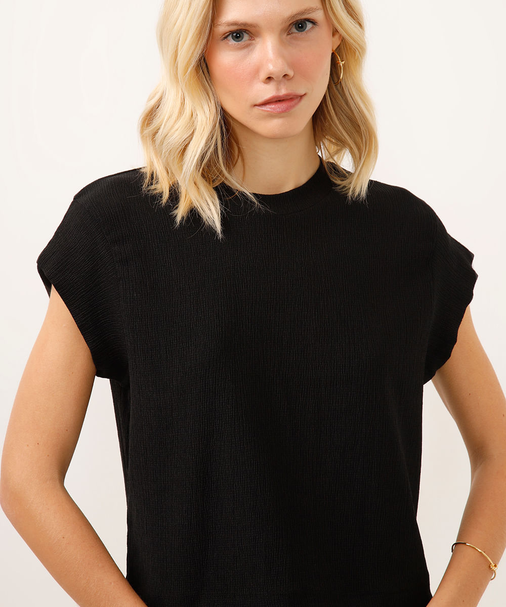blusa muscle tee texturizada preta