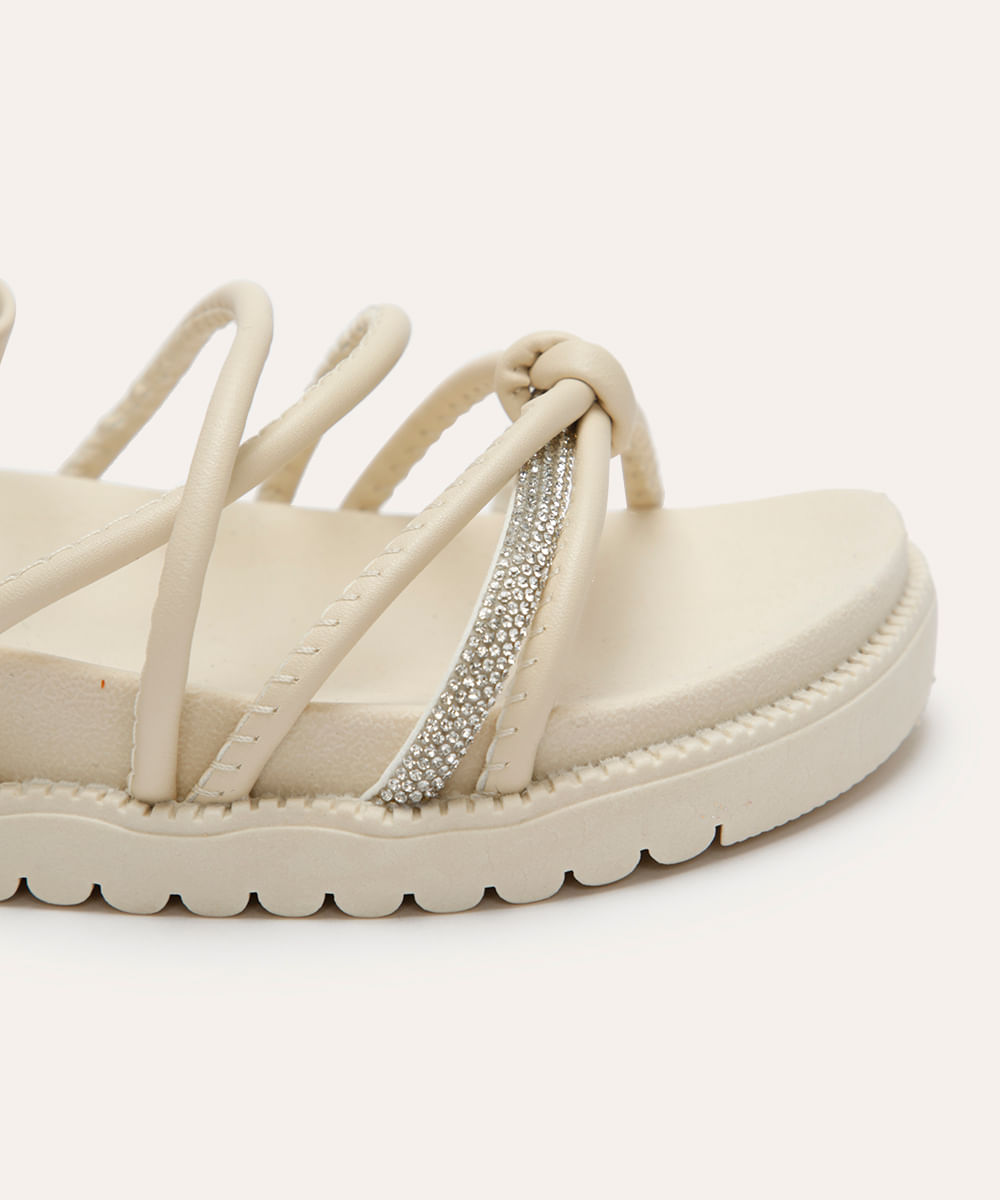 rasteirinha flatform infantil com brilhos off white