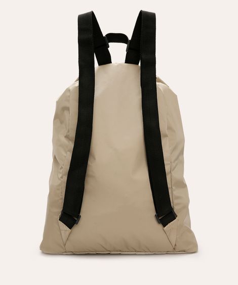 mochila saco com bolso bege