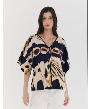 Blusa Estampada Metamorphose - Areia