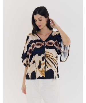 Blusa Estampada Metamorphose - Areia