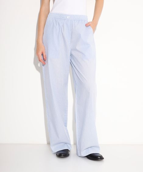 calça estilo pijama cós com elástico listrada mindset azul